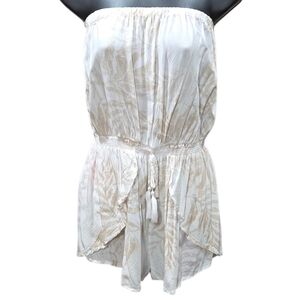 Ocean Drive Beige Leaf Print Romper Size S